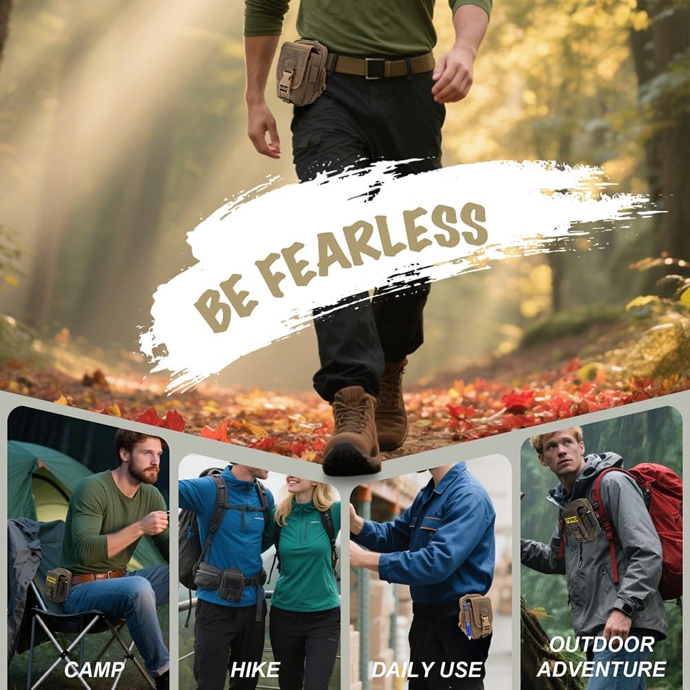 Bolsa táctica Molle EDC, organizador de herramientas, funda para teléfono, riñonera duradera, bolsillo para equipo militar, con paquete para teléfono inteligente