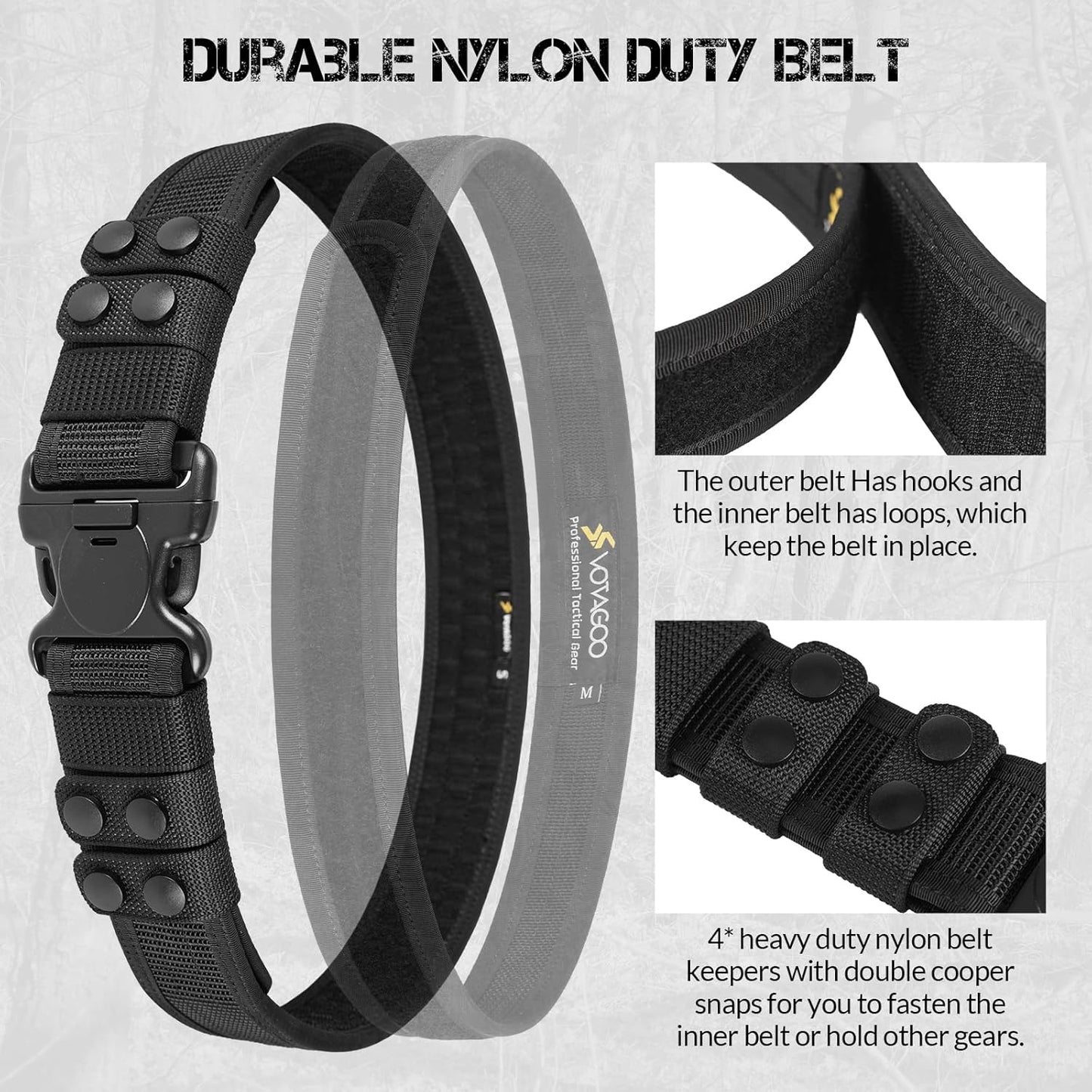 Duty 2'' Police Belts with Hook Lining