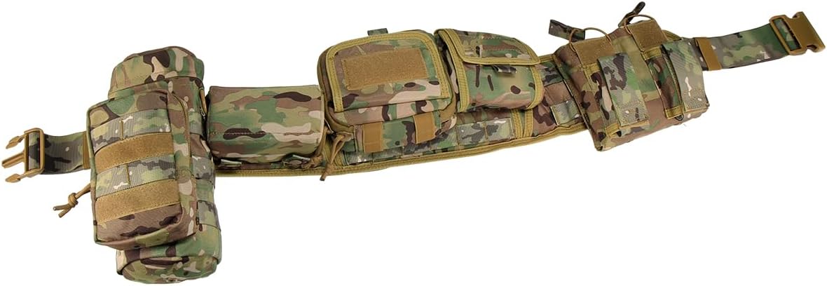 Cinturón táctico de combate militar Molle, cinturón de servicio de guerra, aplicación de la ley para policía y ejército, juego 7 en 1 