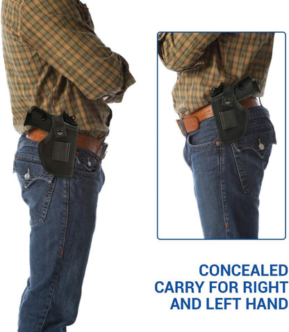2 Pack Gun Holsters for Concealed Carry, Universal Inside Outside Waistband Holster for Pistols, IWB Belt Holster for Right & Left Hand, Fits Subcompact Compact Full Size Pistols, Black & Green