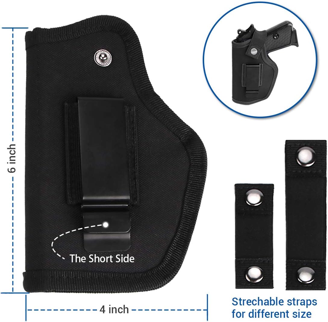 2 Pack Gun Holsters for Concealed Carry, Universal Inside Outside Waistband Holster for Pistols, IWB Belt Holster for Right & Left Hand, Fits Subcompact Compact Full Size Pistols, Black & Green