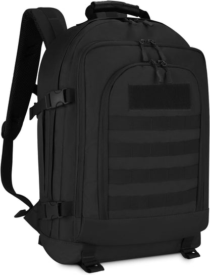 Mochila táctica militar de 45 l, expandible, con sistema MOLLE, para caza, asalto y ejército (negra). 
