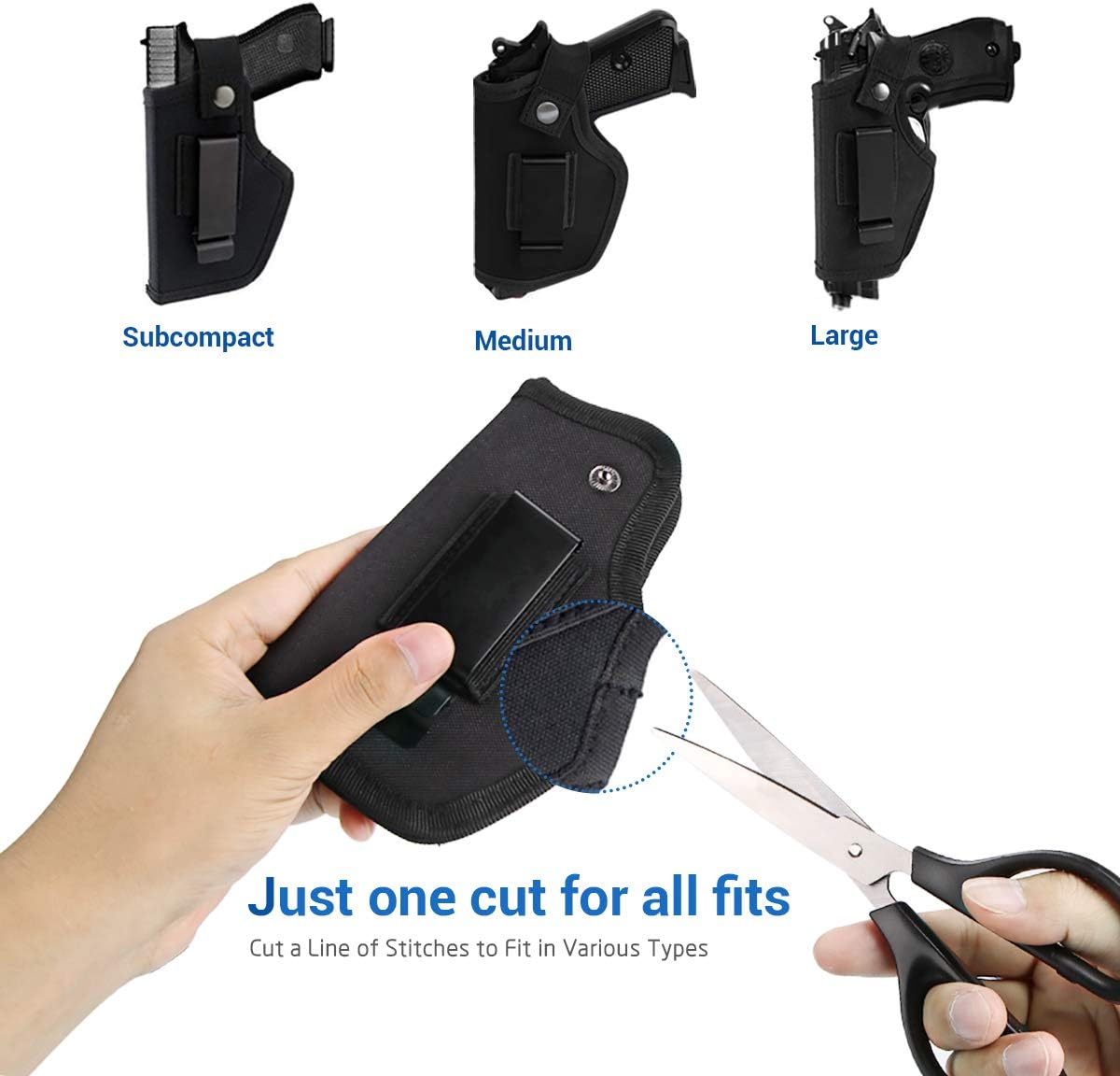 2 Pack Gun Holsters for Concealed Carry, Universal Inside Outside Waistband Holster for Pistols, IWB Belt Holster for Right & Left Hand, Fits Subcompact Compact Full Size Pistols, Black & Green
