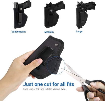 2 Pack Gun Holsters for Concealed Carry, Universal Inside Outside Waistband Holster for Pistols, IWB Belt Holster for Right & Left Hand, Fits Subcompact Compact Full Size Pistols, Black & Green