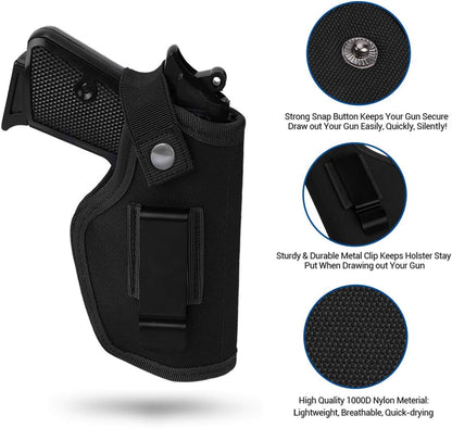 2 Pack Gun Holsters for Concealed Carry, Universal Inside Outside Waistband Holster for Pistols, IWB Belt Holster for Right & Left Hand, Fits Subcompact Compact Full Size Pistols, Black & Green