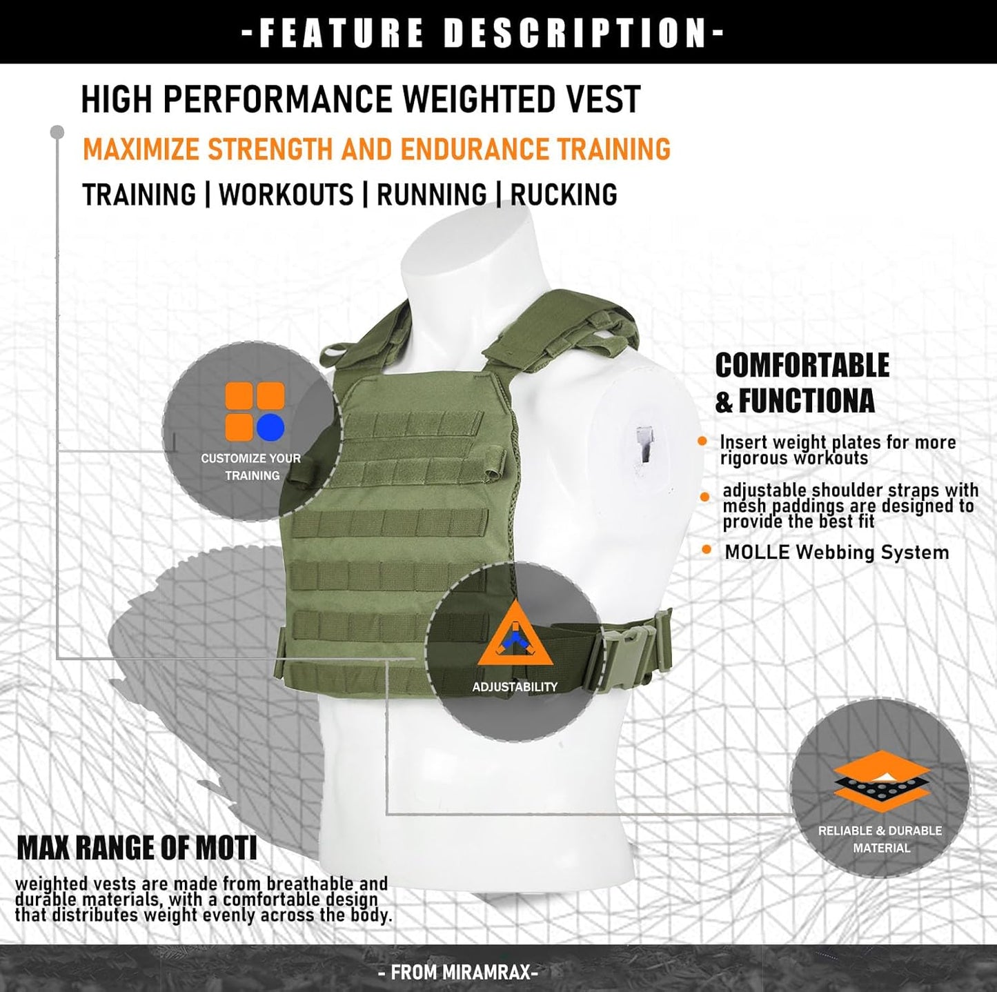 Chaleco lastrado para hombres y mujeres, ajustable, para entrenamiento de fuerza y ​​resistencia, fitness, táctico, running. 