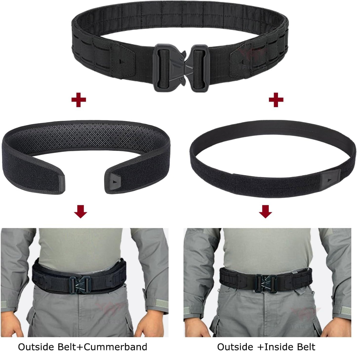 Great Tactical Belt Molle Duty Belt Quick Release Battle Belts 1.75 Inner & Outer Belt Anti-Slip Adjustable for Men Women Outdoor