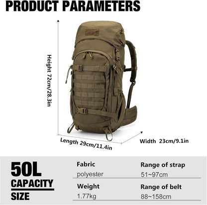 Mardingtop 50L Hiking Backpack,Backpacking Backpack with Rain Cover for Hiking,Backpacking,Rucking,Camping,Survival