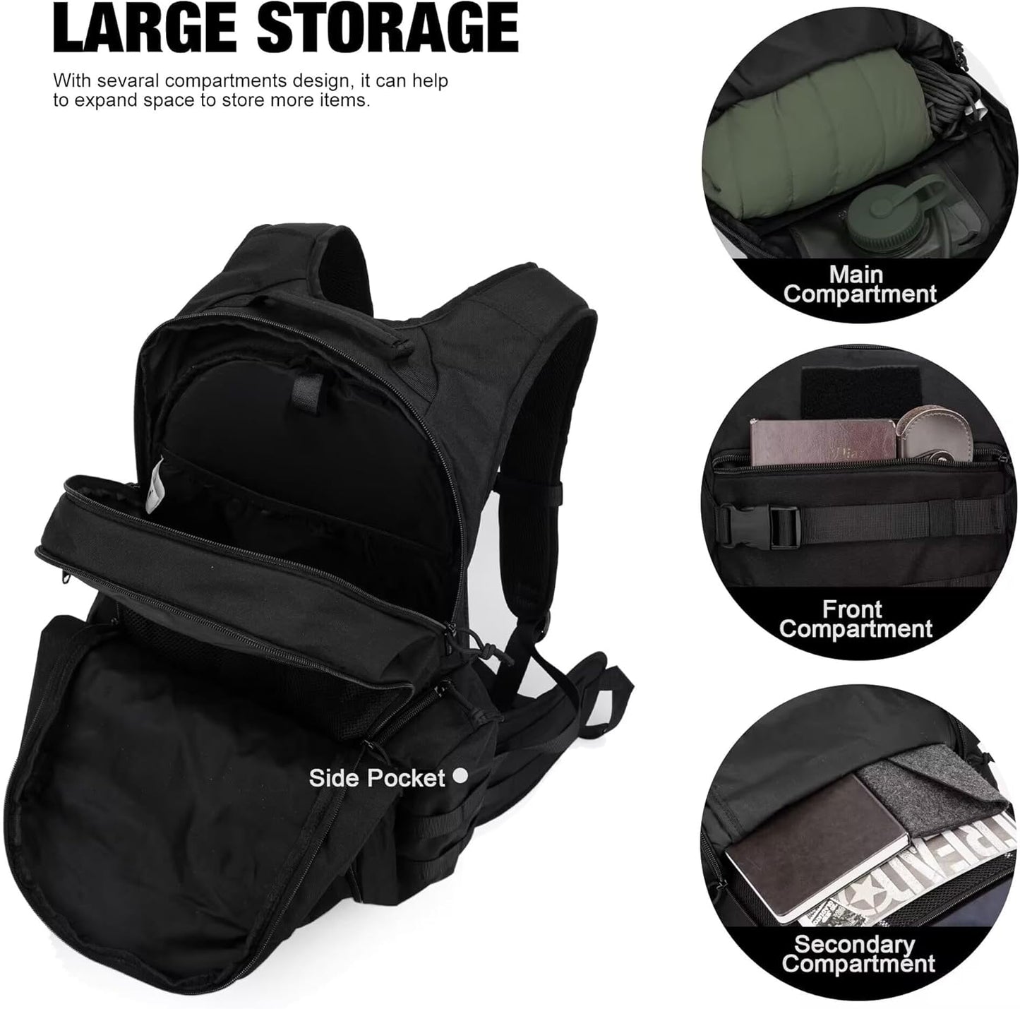 Tactical Molle Backpack for Men- 18L/28L EDC Hiking & Motorcycle Backpack