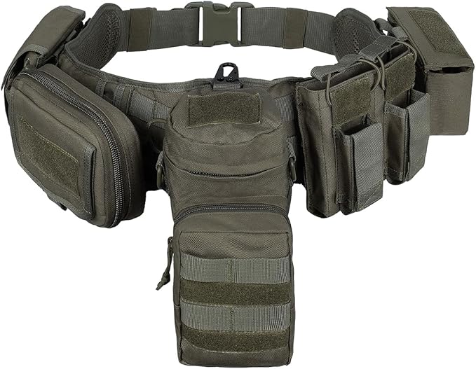 Cinturón táctico de combate militar Molle, cinturón de servicio de guerra, aplicación de la ley para policía y ejército, juego 7 en 1 