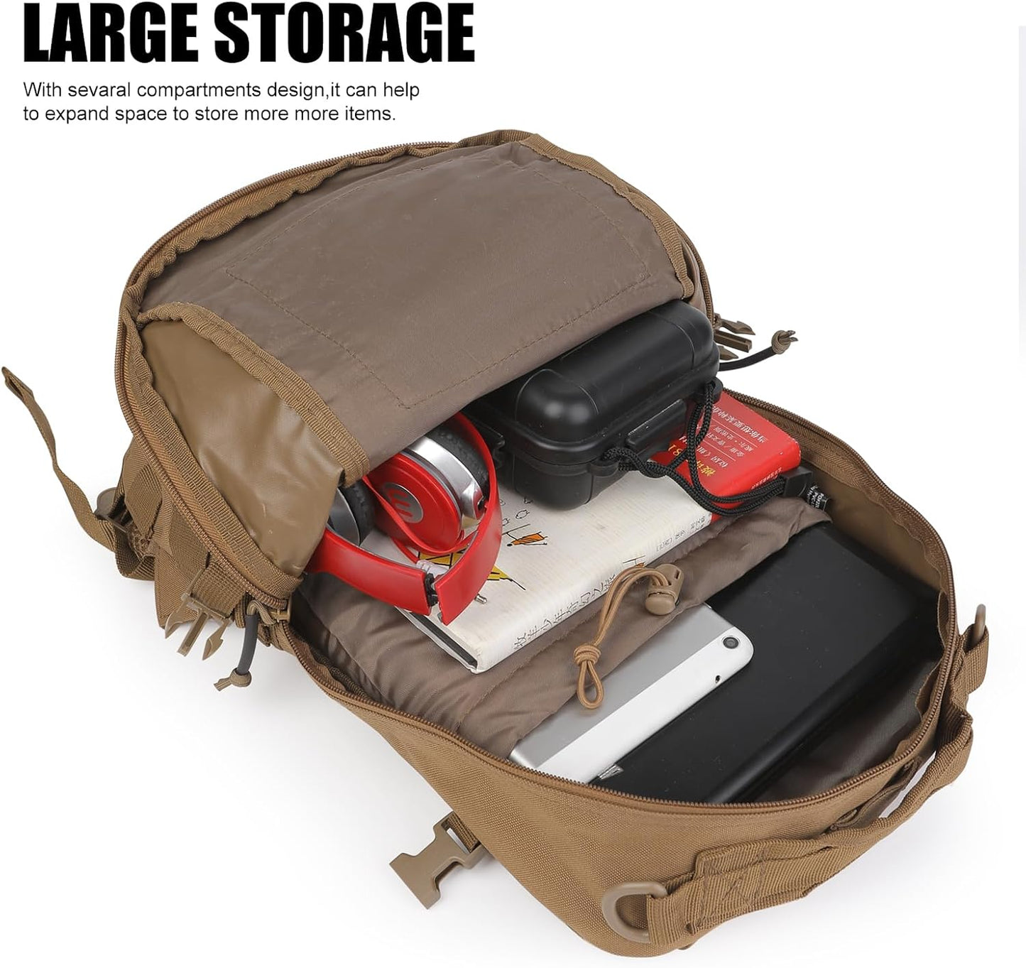 Small Tactical Backpack Military Daypack 12L Molle Bag Rucksack Army Daypack for Outdoor,Hiking,Camping,Travel