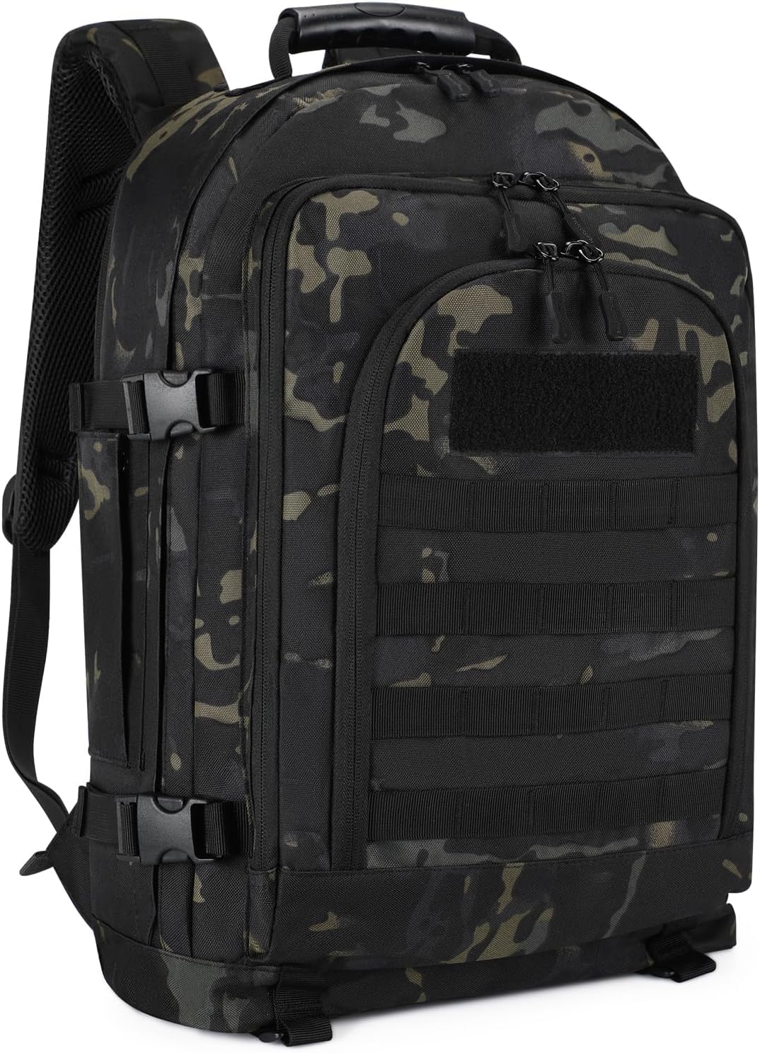 Mochila táctica militar de 45 l, expandible, con sistema MOLLE, para caza, asalto y ejército (negra). 