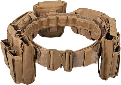 Tactical Battle Belts for Men- Quick Release Trigger Airsoft Belt Heavy Duty Belts with Pouches 7 PCS
