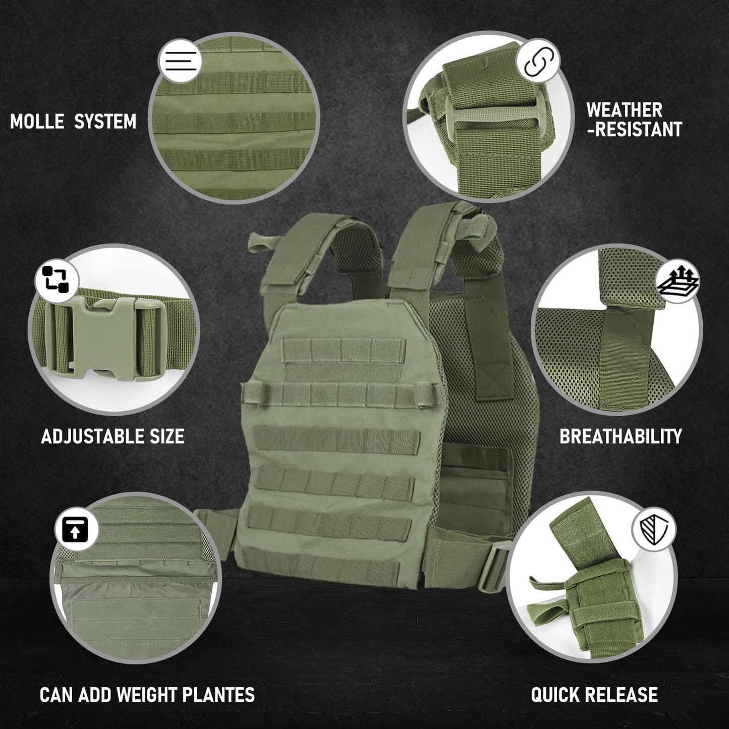 Chaleco lastrado para hombres y mujeres, ajustable, para entrenamiento de fuerza y ​​resistencia, fitness, táctico, running. 