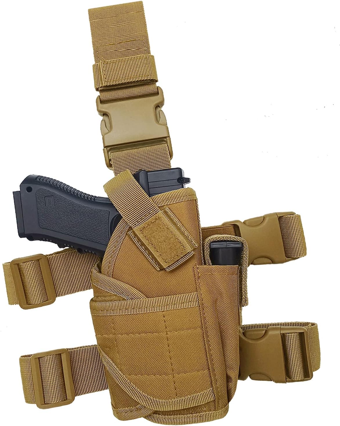 Molle Tactical Pistol Thigh Gun Holster, Drop Leg Holster, Right Hand Adjustable