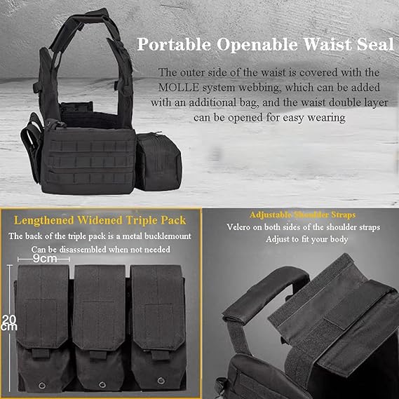 Chaleco táctico para hombre, de liberación rápida, transpirable, para paintball y airsoft, ajustable. 