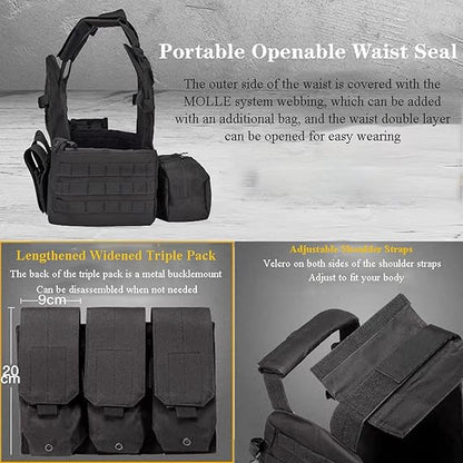 Chaleco táctico para hombre, de liberación rápida, transpirable, para paintball y airsoft, ajustable. 