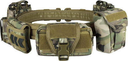 Tactical Battle Belts for Men- Quick Release Trigger Airsoft Belt Heavy Duty Belts with Pouches 7 PCS