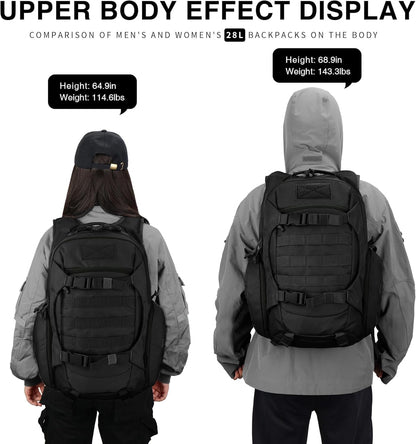 Tactical Molle Backpack for Men- 18L/28L EDC Hiking & Motorcycle Backpack