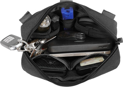 Bolsa de administración Molle, bolsa para herramientas EDC con corte láser, bolsas modulares horizontales, incluye parche de bandera de EE. UU. y llavero. 