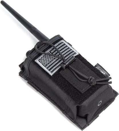 Tactical Molle Radio Holster Holder Case Military Heavy Duty Pouch Bag for Two Ways Walkie Talkies Adjustable Storage with 1 Pack Patch