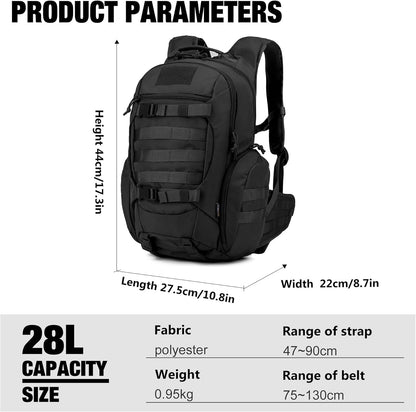 Tactical Molle Backpack for Men- 18L/28L EDC Hiking & Motorcycle Backpack