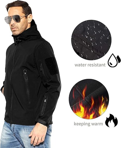 Men's Outdoor Waterproof Soft Shell Hooded Military Tactical Jacket
