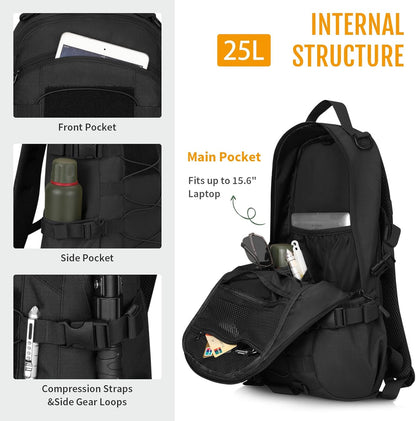 25L Tactical Backpack Military Backpack MOLLE Bag Outdoor Hunting Rucksack Gear Assault Travel Daily Pack Bag