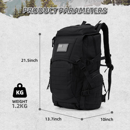 35L Military Tactical Backpack for Men, Water Resistant Assault Pack for Women, Black Molle Daypack 3 Day Bug Out Bag Rucksack for Trekking,Camping, Survival, EDC