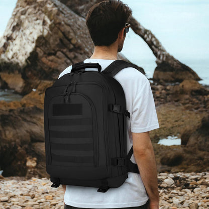Mochila táctica militar de 45 l, expandible, con sistema MOLLE, para caza, asalto y ejército (negra). 