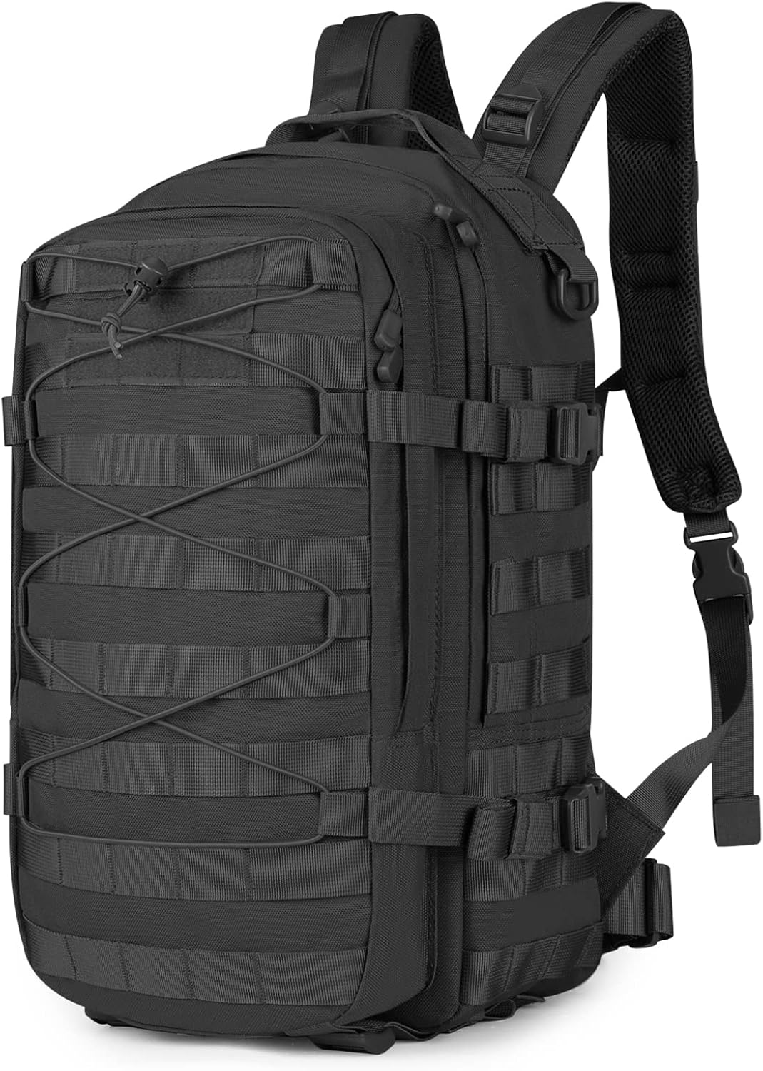 Military Tactical Backpack 25L MOLLE Hiking Daypack Trekking Rucksack Bug Out Bag for Daily Outdoor Sports(Black-25L)
