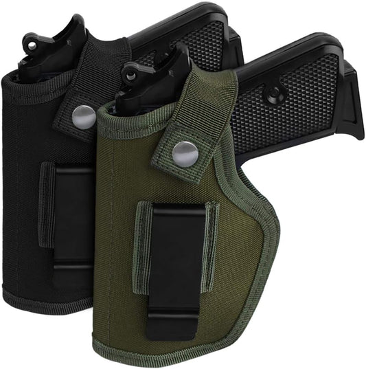 2 Pack Gun Holsters for Concealed Carry, Universal Inside Outside Waistband Holster for Pistols, IWB Belt Holster for Right & Left Hand, Fits Subcompact Compact Full Size Pistols, Black & Green
