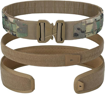 Great Tactical Belt Molle Duty Belt Quick Release Battle Belts 1.75 Inner & Outer Belt Anti-Slip Adjustable for Men Women Outdoor