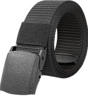 Men's Tactical Belt, Adjustable Nylon Canvas Work Belt for Men, No Metal Buckle, Fast Pass Through the Airport Security, Suitable for Work and Travel, Extended Size 59''