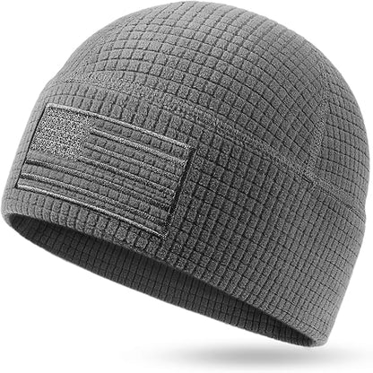Gorro de lana con cuadrícula y bordado de bandera estadounidense, estilo militar táctico tipo gofre 