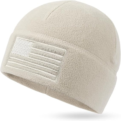 American Flag Fleece Watch Cap, USA Multi-Season Army Military Tactical Beanie, Winter Warm Beanie