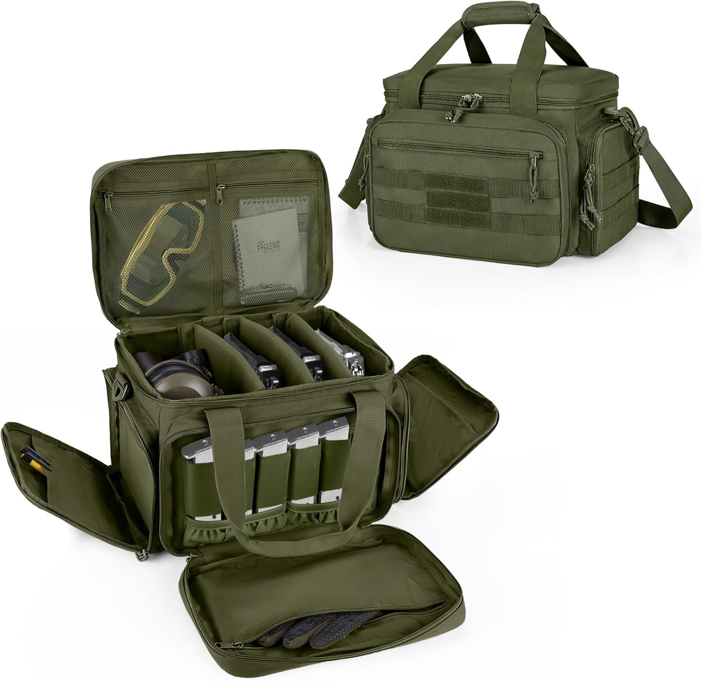 Bolsa táctica para 4 pistolas, bolsa para tiro con pistola, con 6 ranuras para cargadores y bolsillos adicionales para munición y artículos esenciales. 