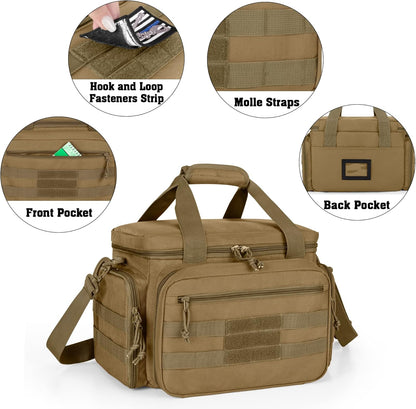 Bolsa táctica para 4 pistolas, bolsa para tiro con pistola, con 6 ranuras para cargadores y bolsillos adicionales para munición y artículos esenciales. 