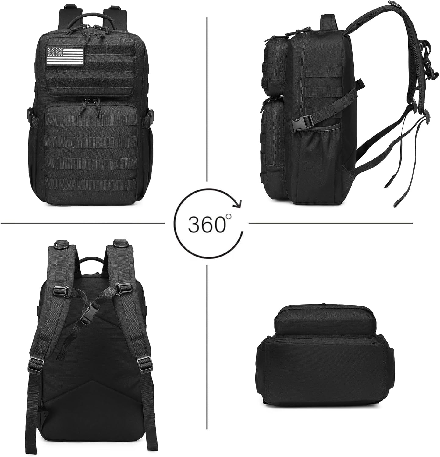 Military Tactical Backpack for Men Waterproof Daypack 3 Day Assault Pack Molle Bag with Water Bottle Holder