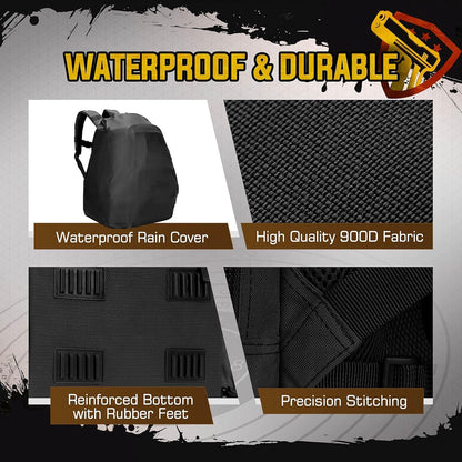 Tactical Range Backpack with Removable Divider, Handgun Backpack with 4 Pistol Case, Range Bag with Hard Glasses Case