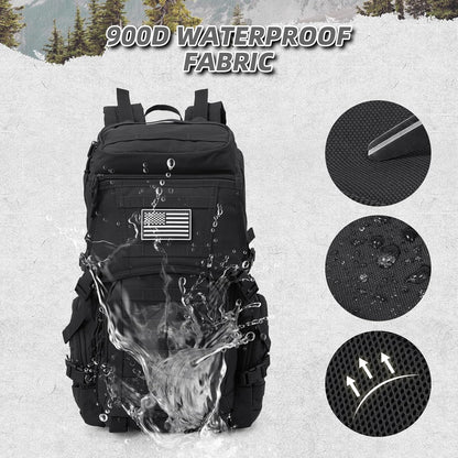 35L Military Tactical Backpack for Men, Water Resistant Assault Pack for Women, Black Molle Daypack 3 Day Bug Out Bag Rucksack for Trekking,Camping, Survival, EDC