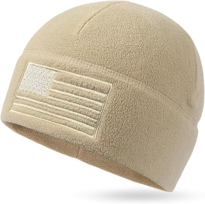 American Flag Fleece Watch Cap, USA Multi-Season Army Military Tactical Beanie, Winter Warm Beanie