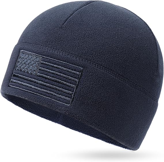 American Flag Fleece Watch Cap, USA Multi-Season Army Military Tactical Beanie, Winter Warm Beanie