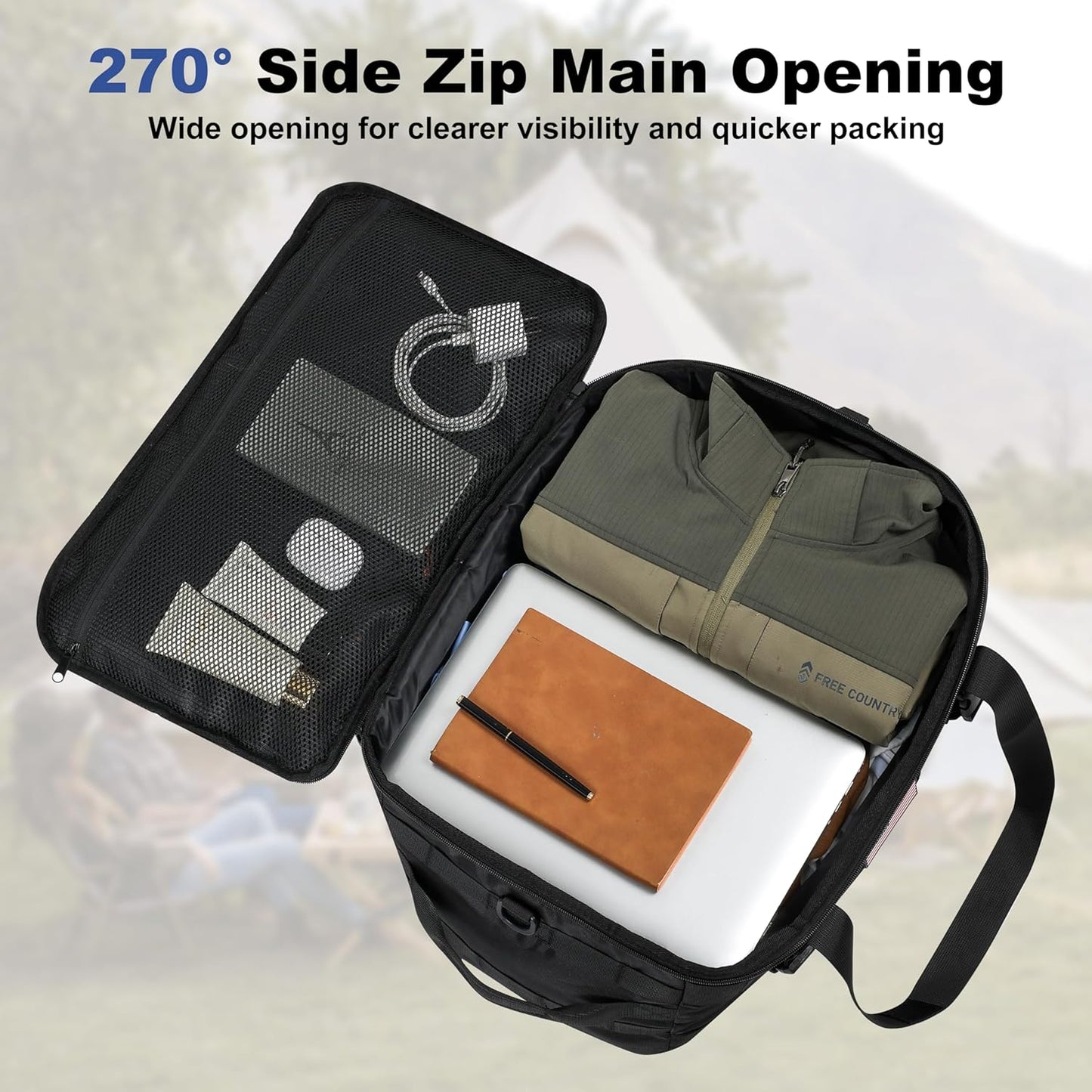 40L Tactical Backpack for Men 3 in 1 Gym Bag Tactical with MOLLE System Waterproof 600D Black Backpack for Travel,Outdoor Sports,Camping,and Weekend Trips