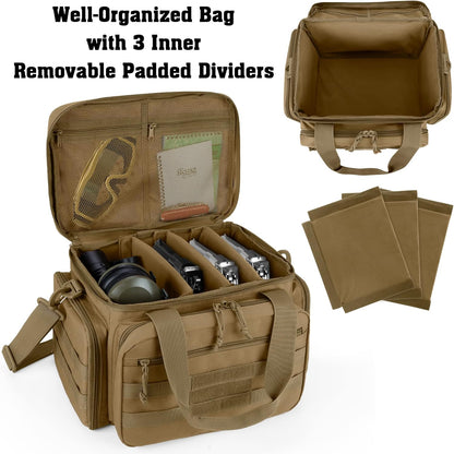 Bolsa táctica para 4 pistolas, bolsa para tiro con pistola, con 6 ranuras para cargadores y bolsillos adicionales para munición y artículos esenciales. 