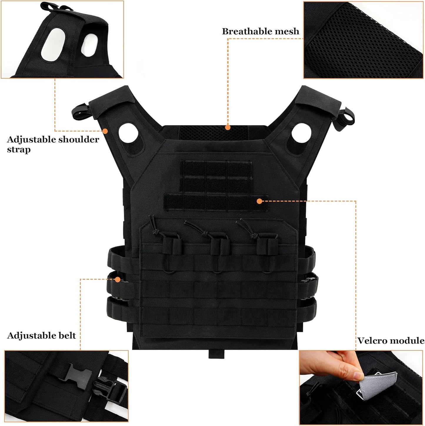 Chaleco táctico, chaleco protector de entrenamiento ajustable para exteriores, disfraz militar de airsoft y paintball para juegos CS. 