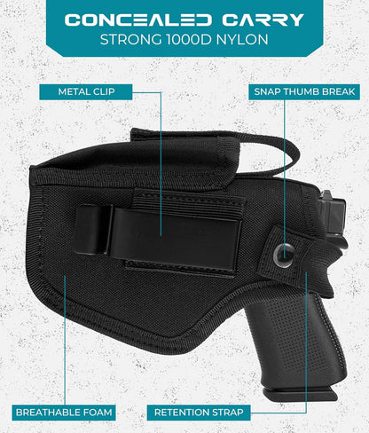 Gun Holster for Pistols 9mm 380 45ACP, IWB/OWB Concealed Carry Pistol Holsters with Mag Pouch for Men/Women, CCW Right & Left Hand Gun Holder Fits Glock