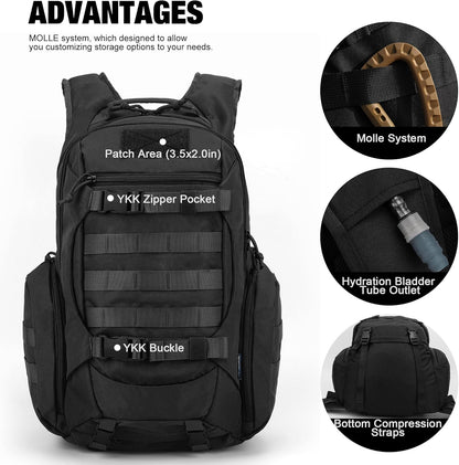 Tactical Molle Backpack for Men- 18L/28L EDC Hiking & Motorcycle Backpack