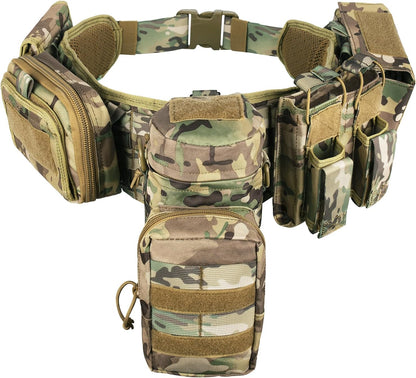 Cinturón táctico de combate militar Molle, cinturón de servicio de guerra, aplicación de la ley para policía y ejército, juego 7 en 1 