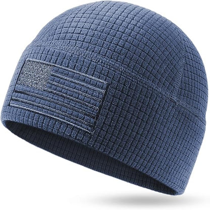 Gorro de lana con cuadrícula y bordado de bandera estadounidense, estilo militar táctico tipo gofre 